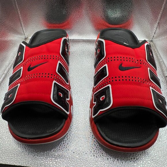 Size 15 Nike‎ Air More Uptempo University Red Black Slip On Slide FJ6035-600 main image 3
